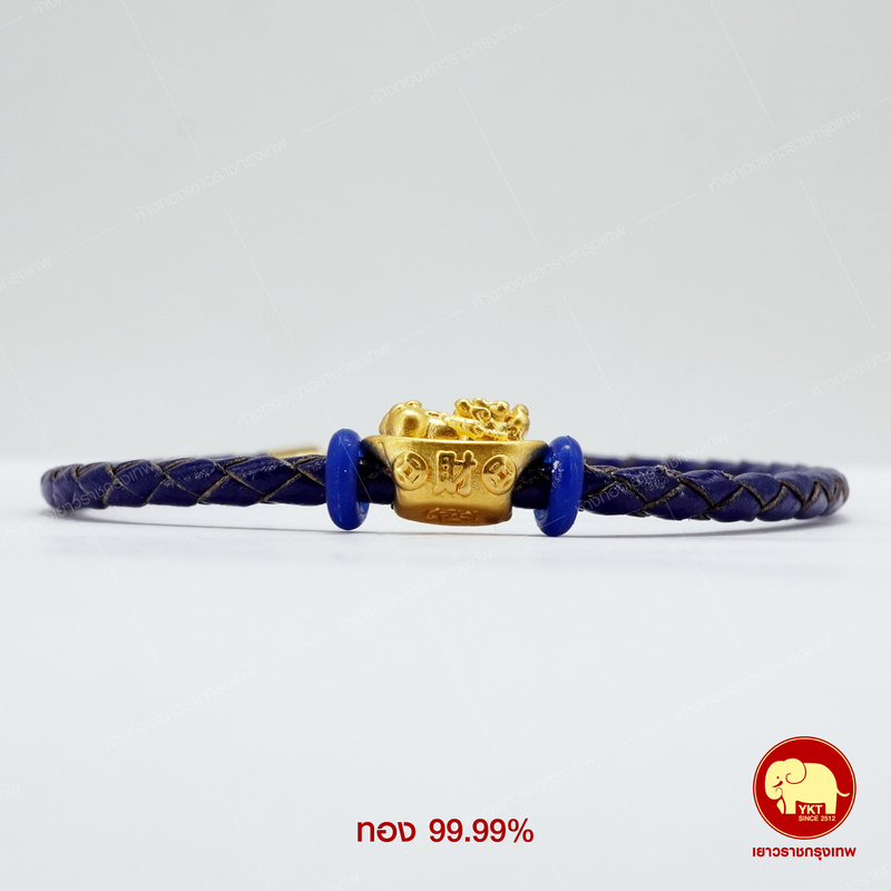 ข้อมือกิมตุ้งปี่เซียะทอง รุ่นเชือกหนัง